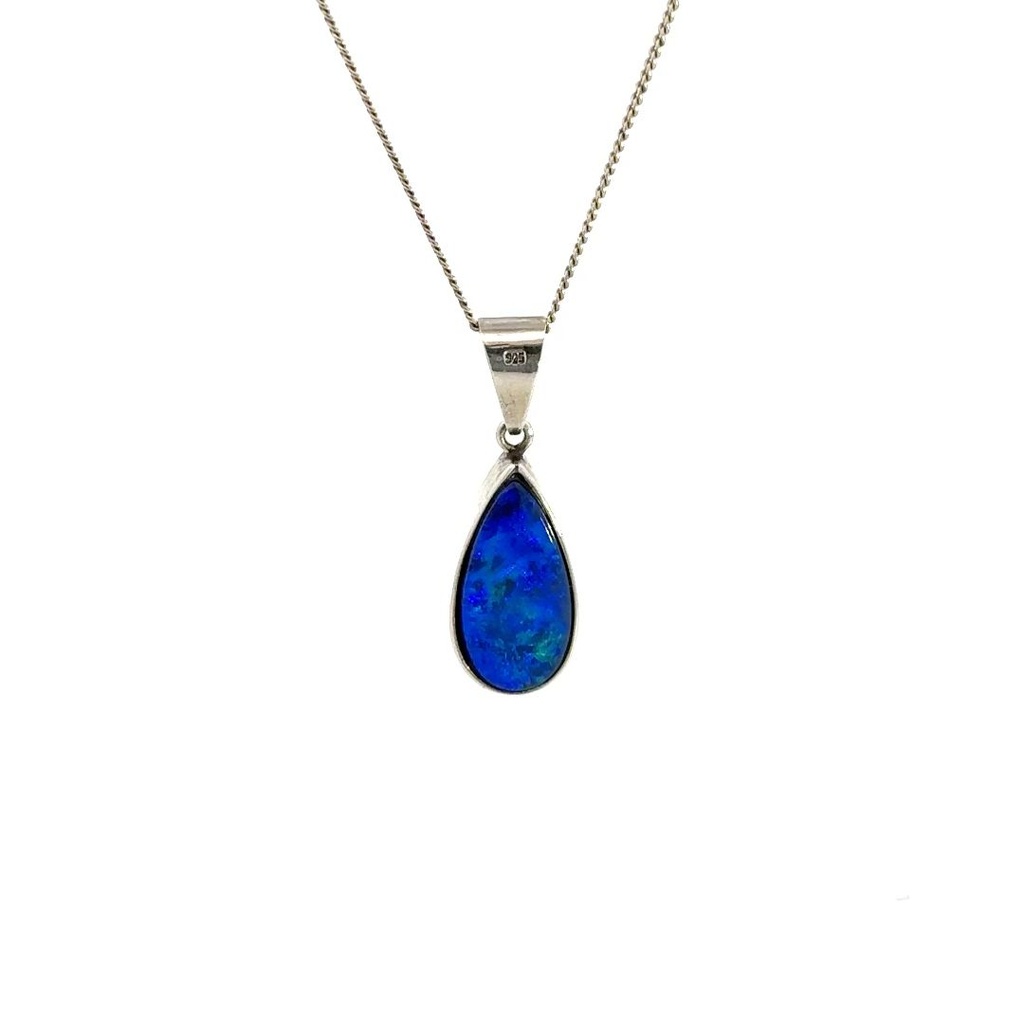 Opal Doublet Pendant And Chain In Silver