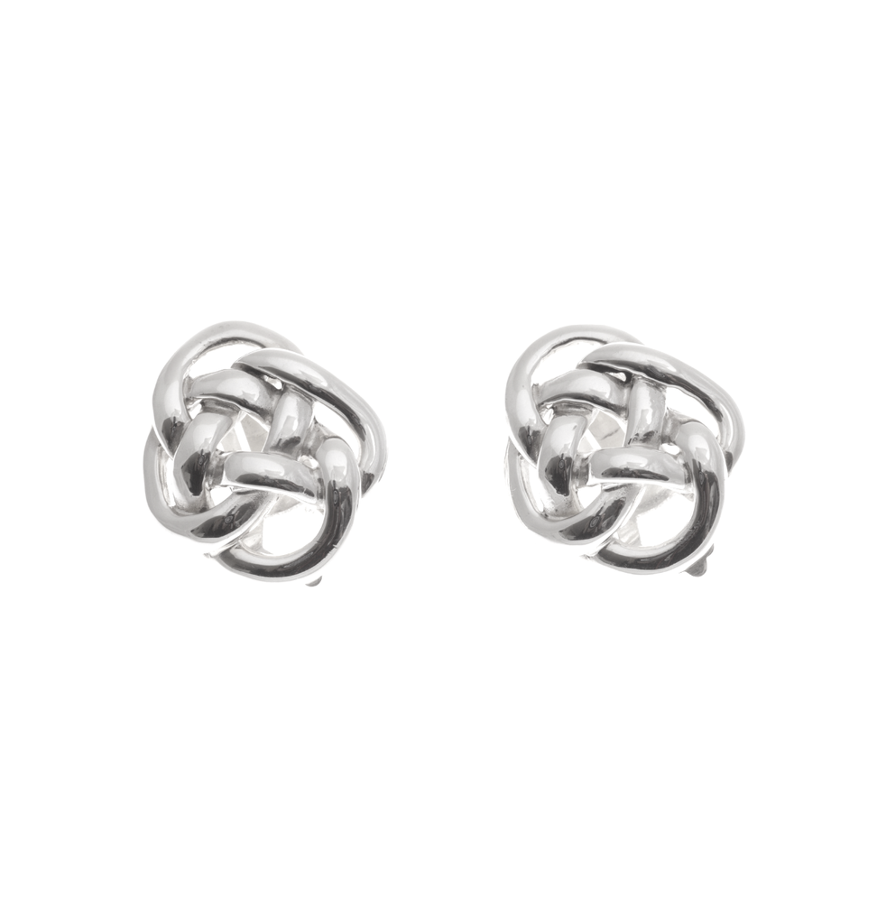 Eternal Silver Knot Clip-On Earrings