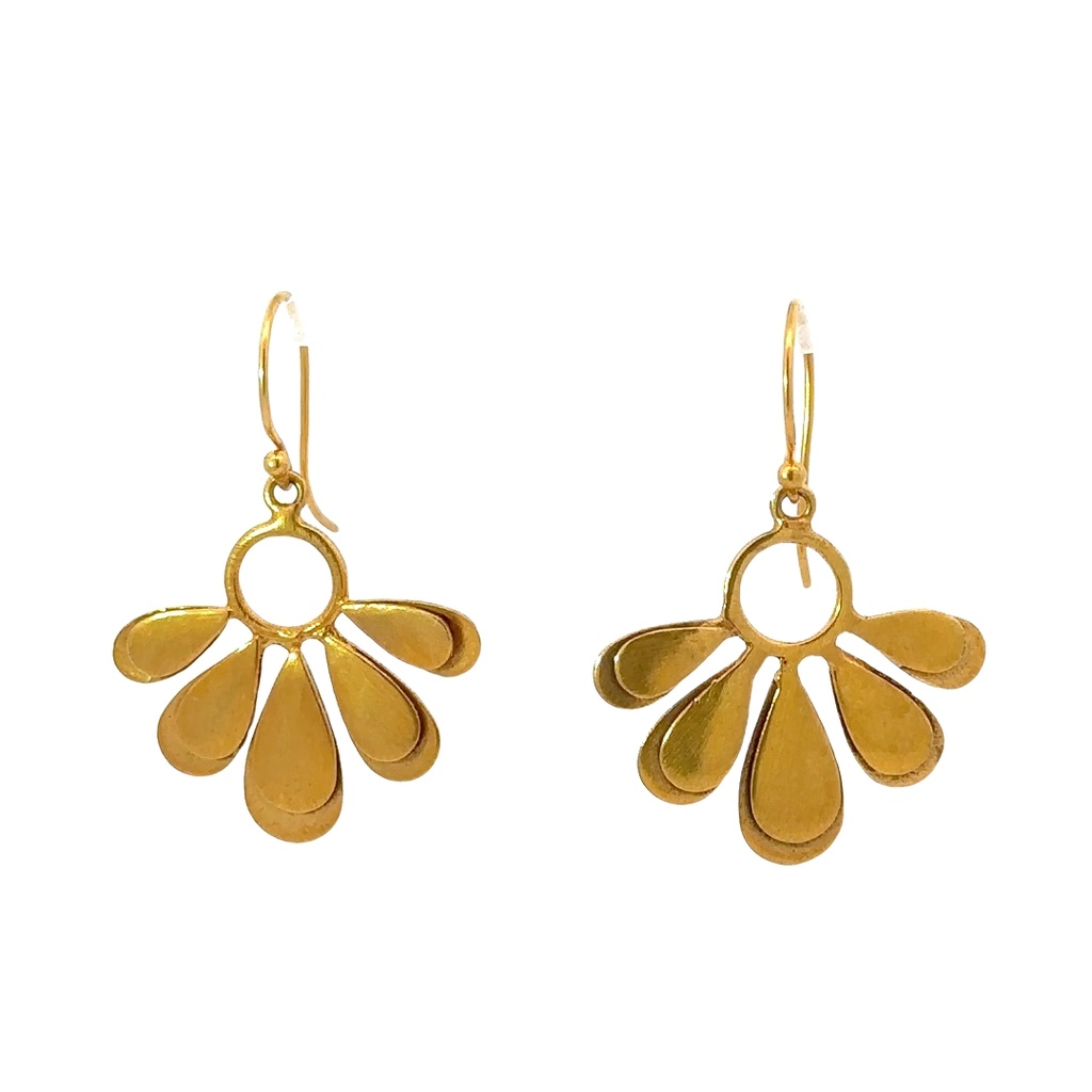 Matte Finish Gold Plated Drop Petal Earrings