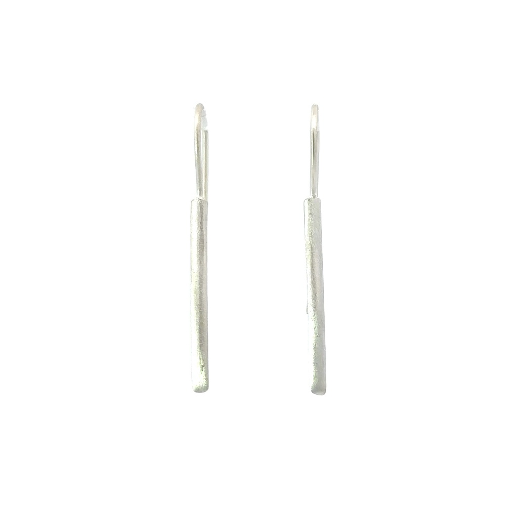 Matte Bar Sterling Silver Earrings