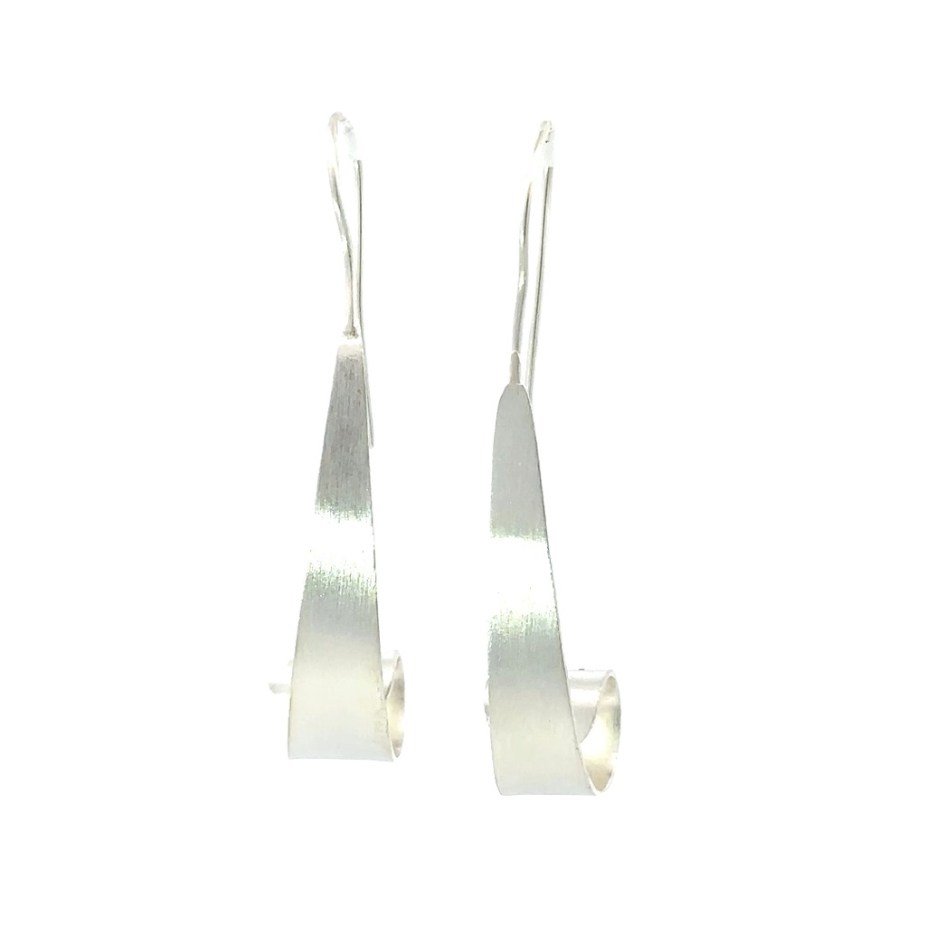 Satin Finished Sterling Silver Drop Earrings