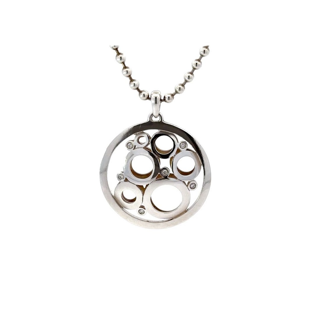 Double Sided Sterling Silver Circle Diamond Pendant