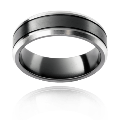 Sable Stratum Zirconium Natural & Blackened Band