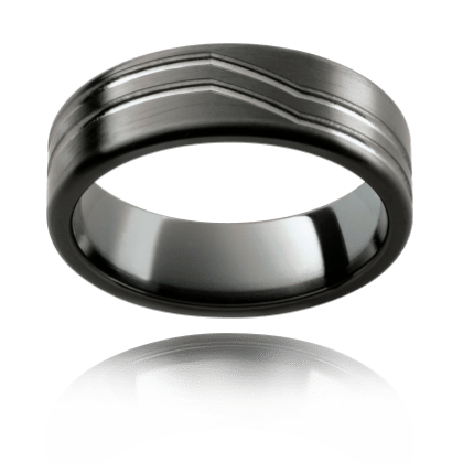 Raven Crest Zirconium Natural & Blackened Band