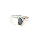 Solid Aussie Opal Ring In Sterling Silver