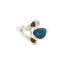 Aussie Blue And Green Opal Ring In Sterling Silver