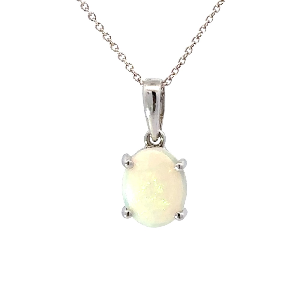 White Opal Silver Pendant