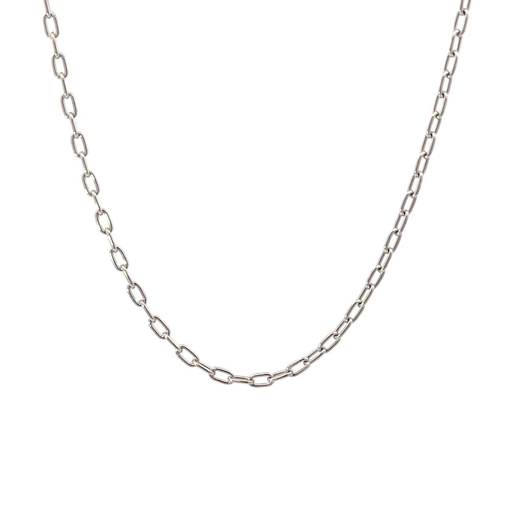 Elongated Trace 42cm Necklace in 9K White Gold