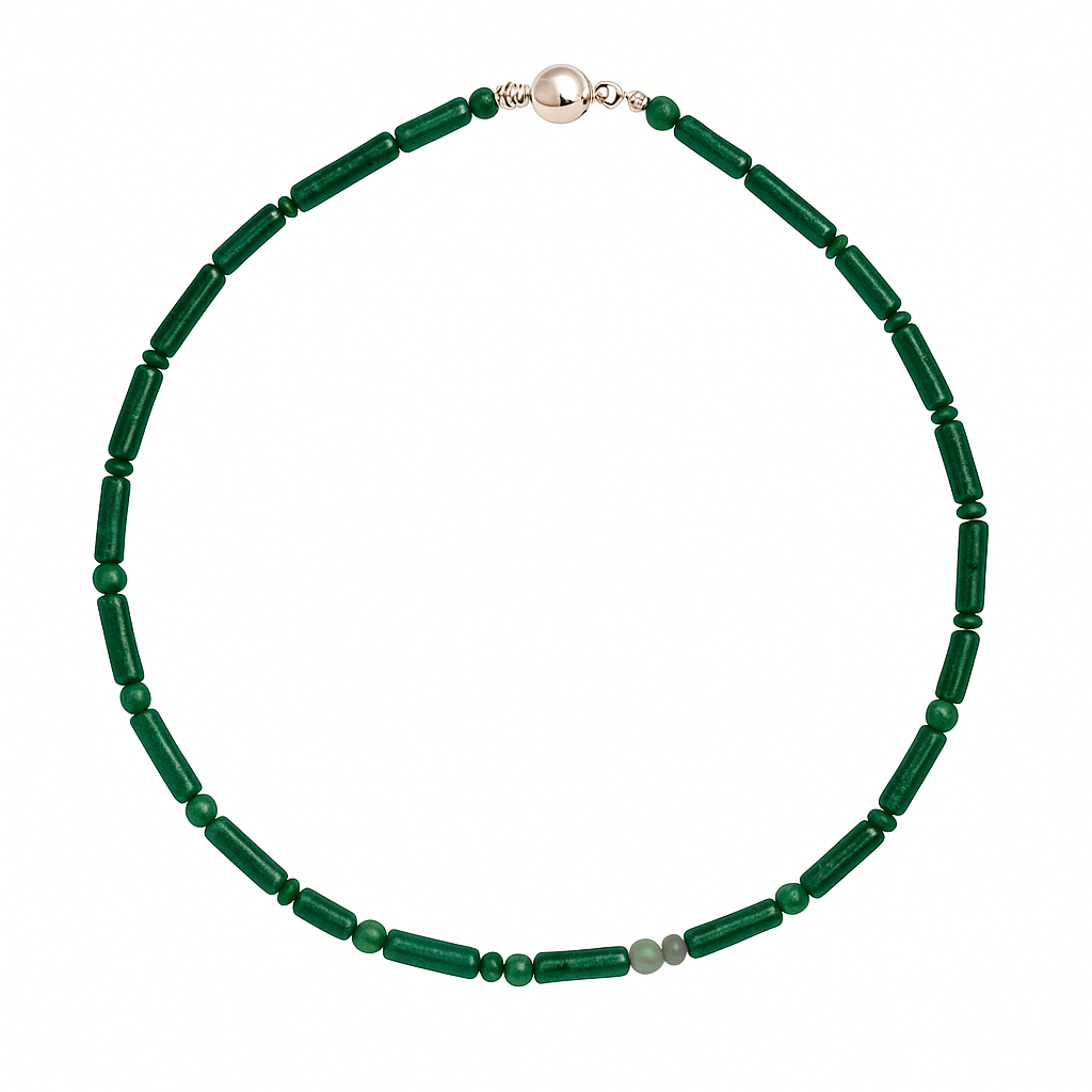 Adventurine Necklace With Silver Clasp