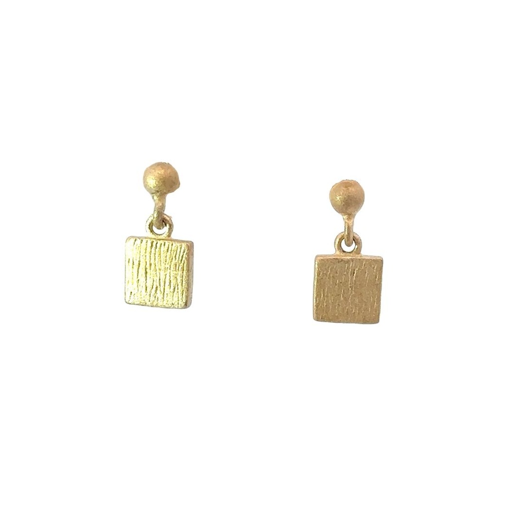 Square Drops On Bead Studs Silver Gold Plate