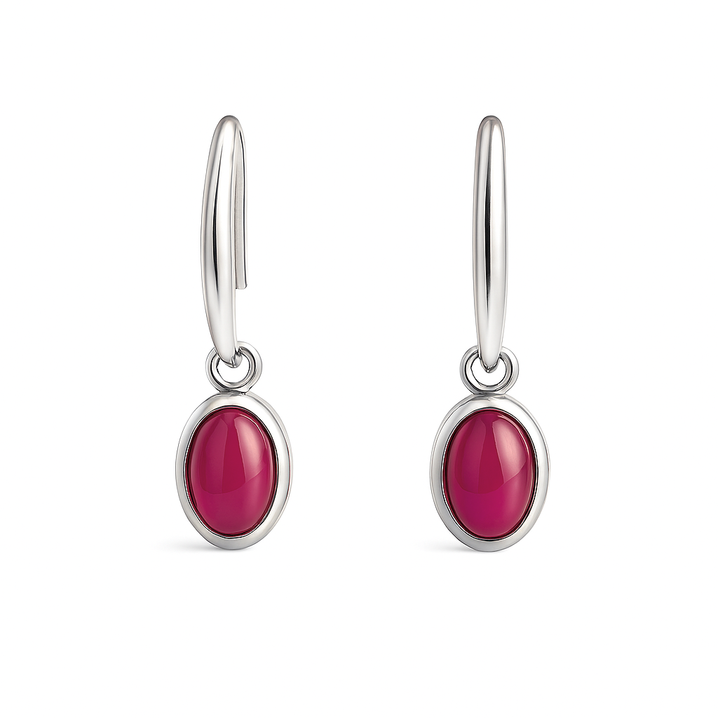Ruby Sterling Silver Earrings