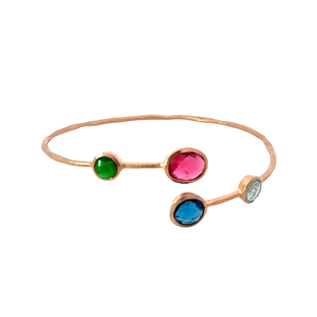 Colourful Gems set In Rose Gold Plated Brass Cuff