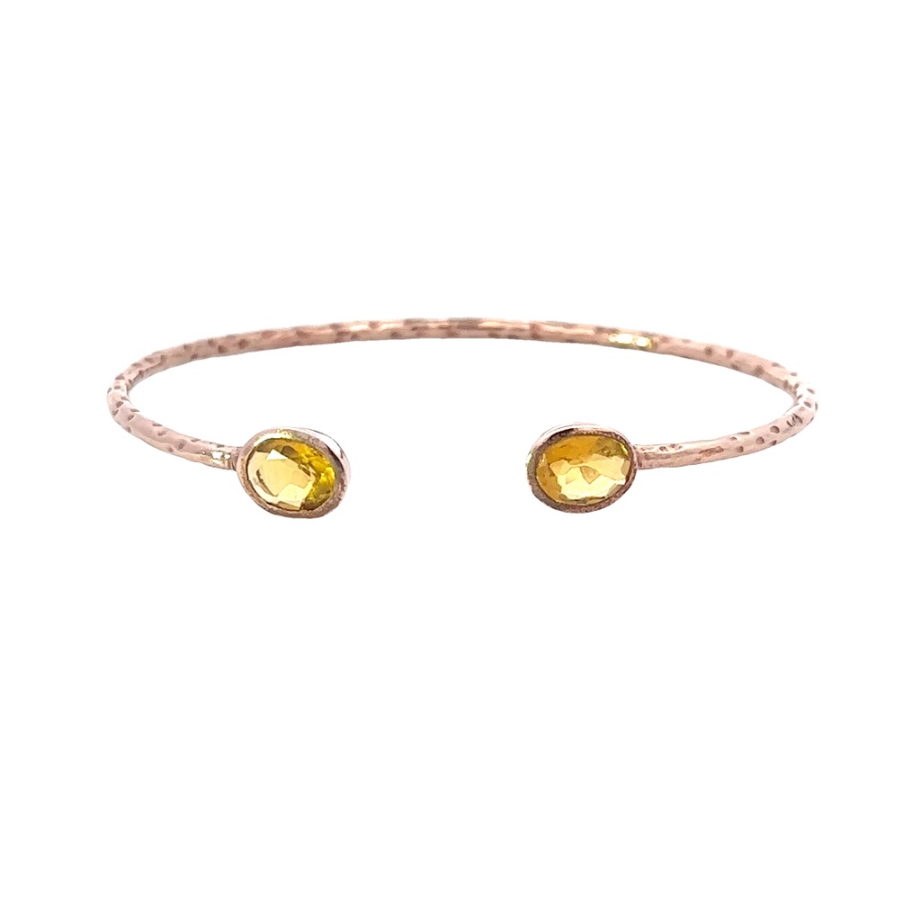 Citrine Set In Rose Gold Plated Brass Cuff