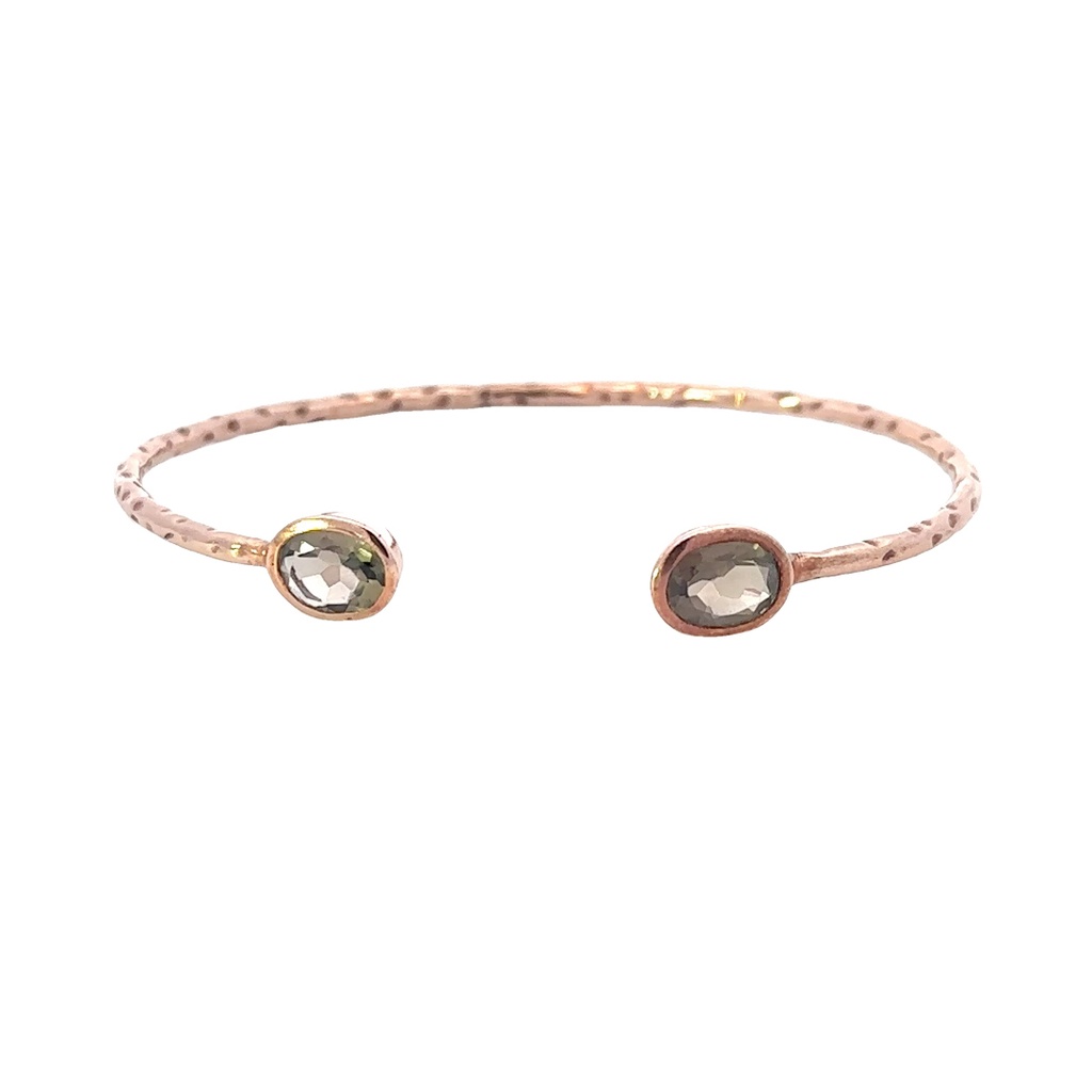 Smoky Quartz Set In Rose Gold Plated Brass Cuff