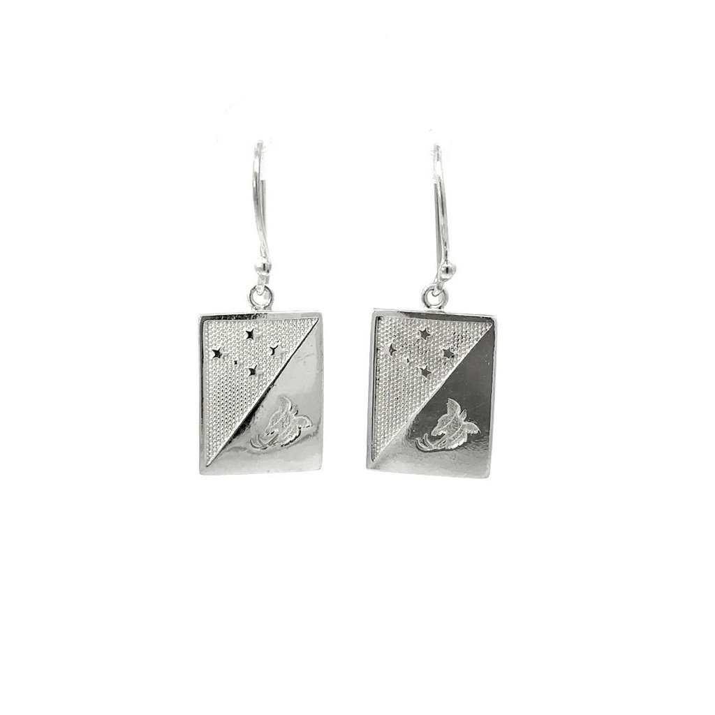 Papua New Guinea Flag Earrings In Sterling Silver