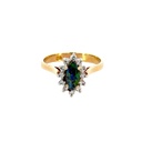 Opal Ring With Diamond Halo | 18K Lightning Ridge