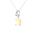 Elegant White Opal Pendant In Sterling Silver