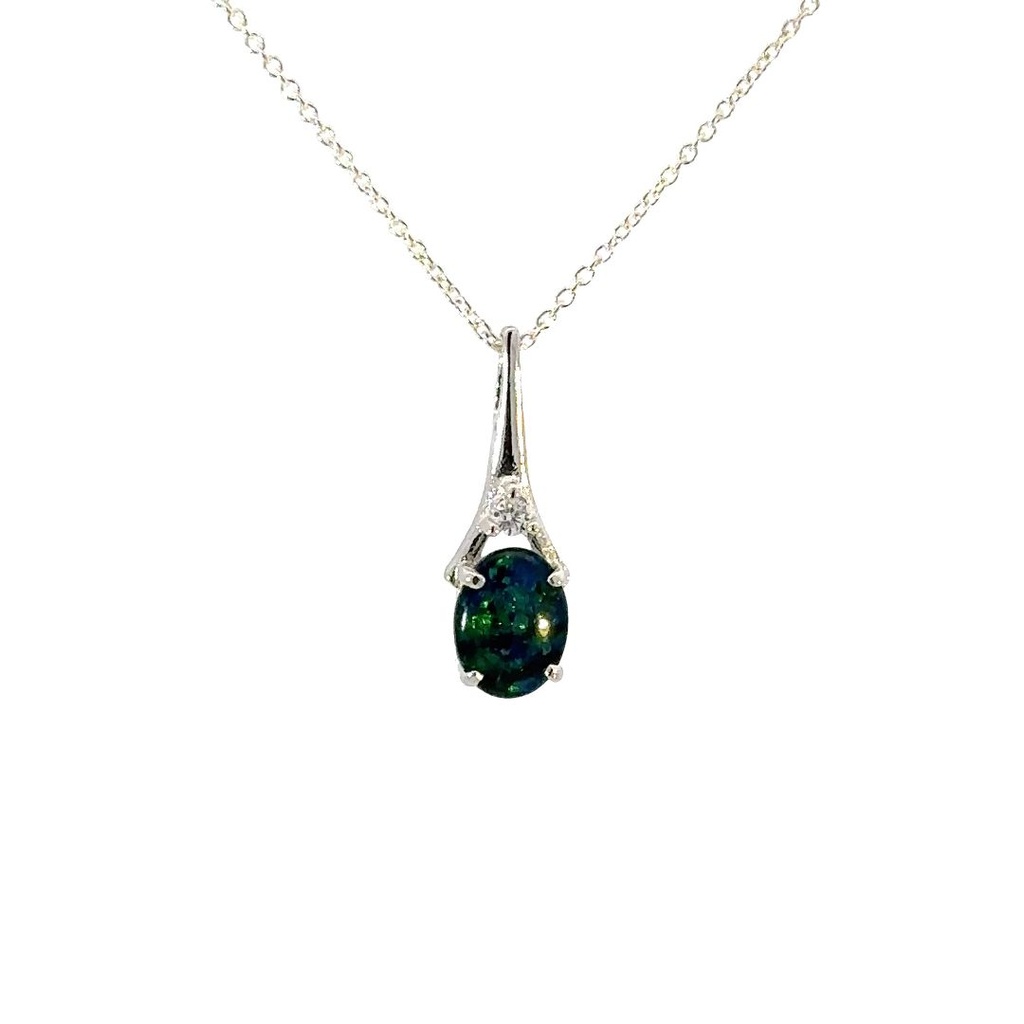 Triplet Opal Pendant | Exquisite Greens & Blues & CZ