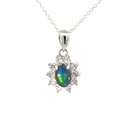 Gleaming Enchantment: Radiant Green Fire Opal Pendant with Sparkling Diamond Halo