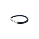 Men's Braided Navy Leather Bracelet With Steel Clasp
