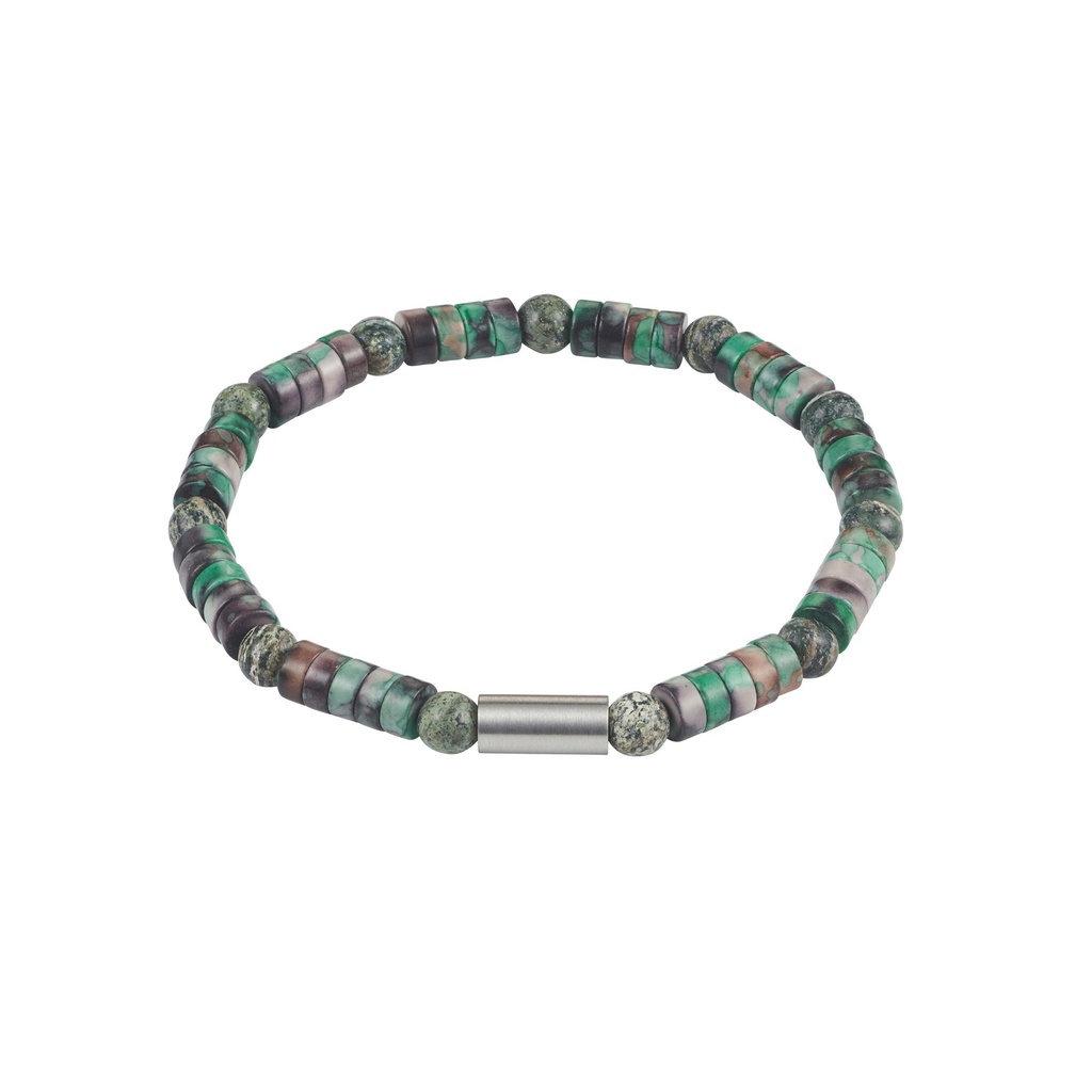 Green Jasper & Dyed Jade Beaded Bracelet