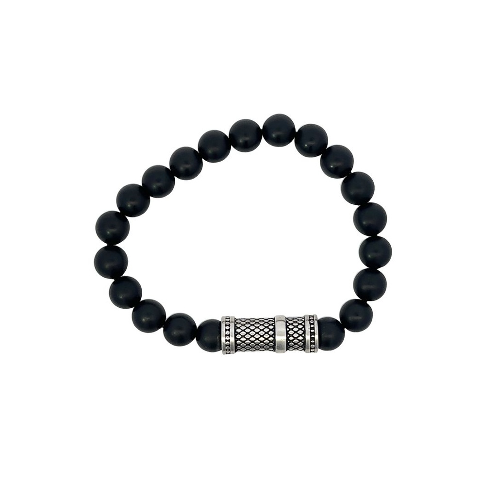 Agate Stone Bead Bracelet & Stainless Steel Decorative Bead