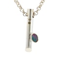 Silver Flute Shaped Pendant Featuring A Solid Aussie Opal