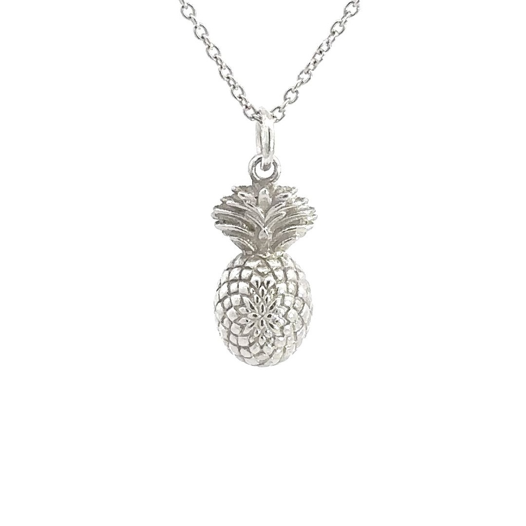 Elegant Petite Pineapple Pendant In Sterling Silver