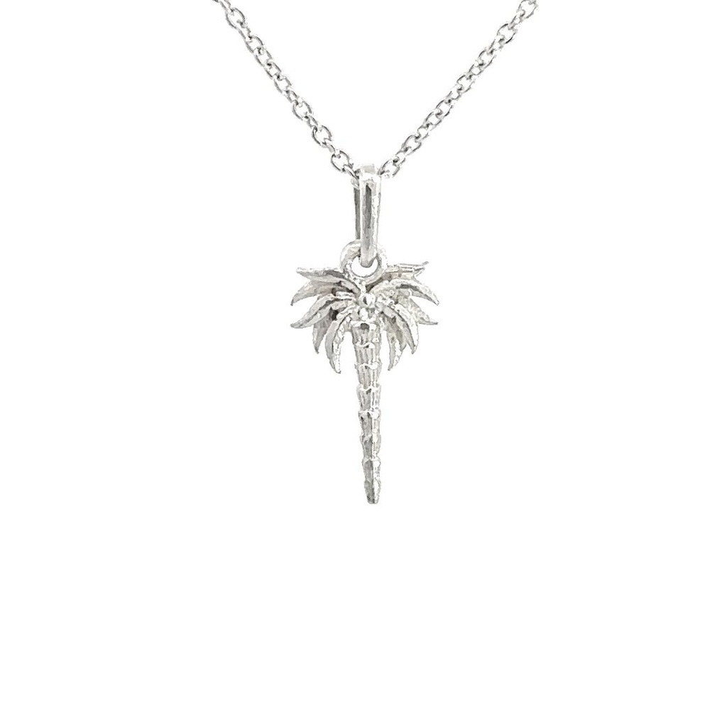 Swaying Fronds Palm Tree Pendant In Silver