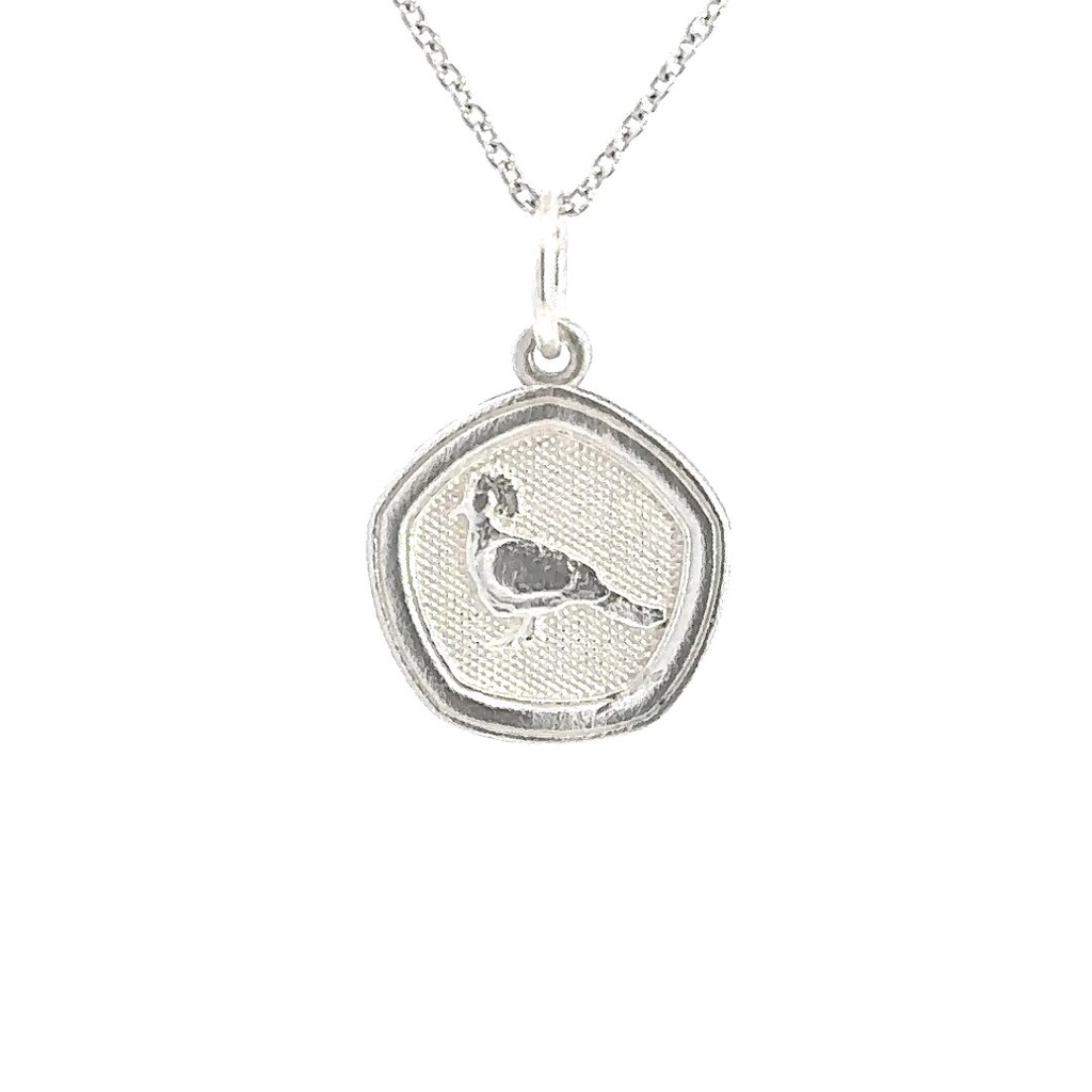 Guria Crowned Victoria Pigeon Pendant In Silver