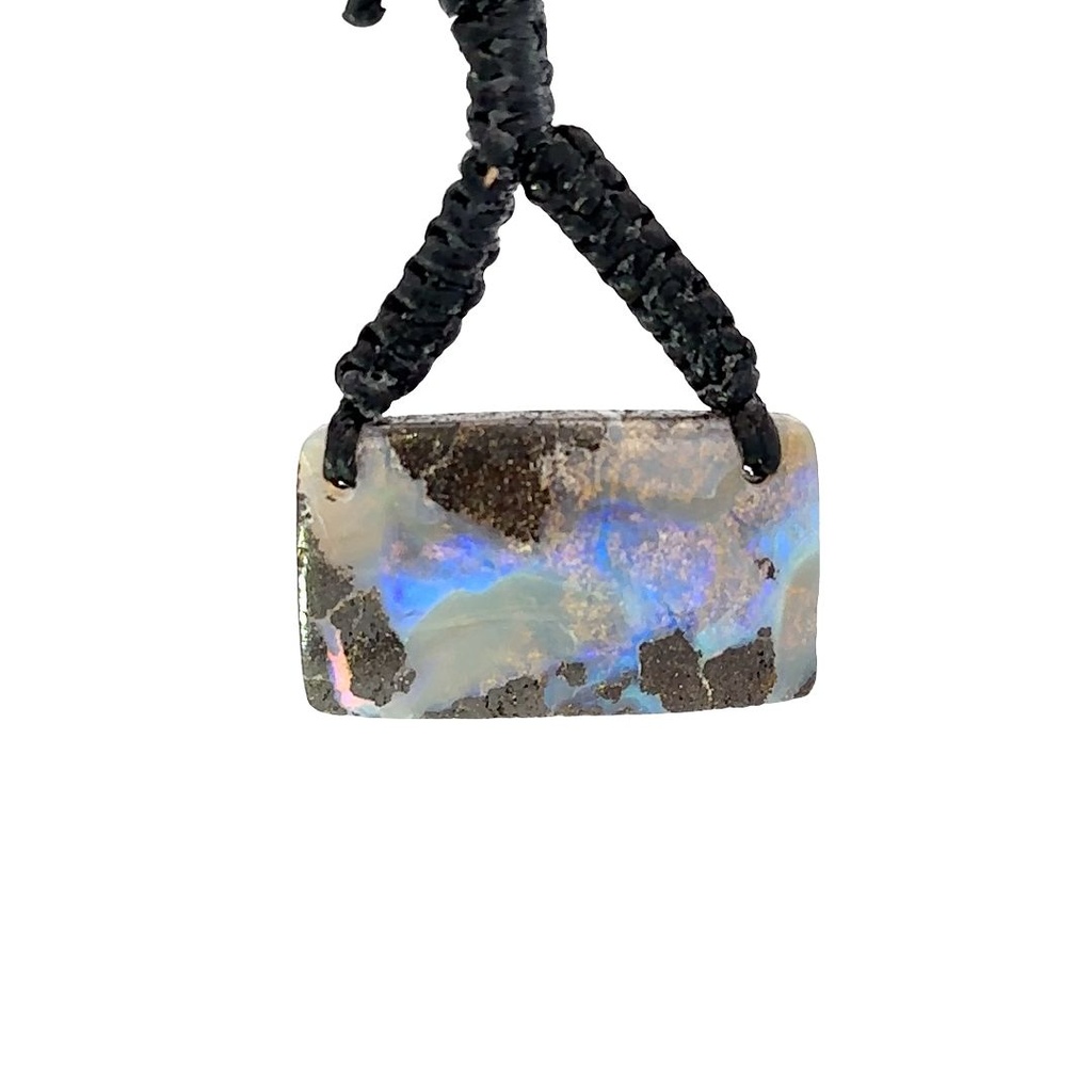 Boulder Opal Pendant on Black Macramé Cord