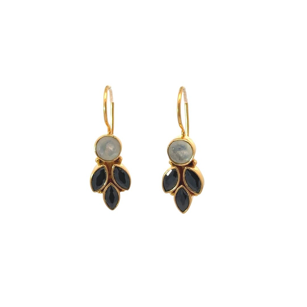 Brush Finish Gold Plated Bejewelled Earrings