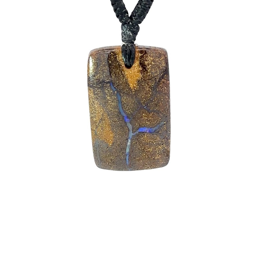 Natural Boulder Opal on Macramé Black Cord