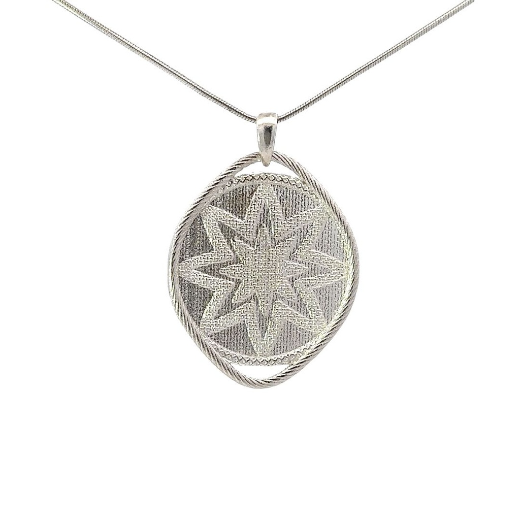 Large Sterling Silver Goroka Basket Pendant