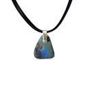 Sterling Silver Boulder Opal Pendant on Leather