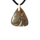 Large Boulder Opal Pendant W/ Silver on Leather