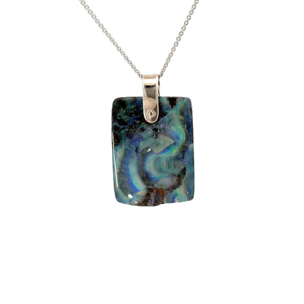 Australian Boulder Opal Pendant with Silver