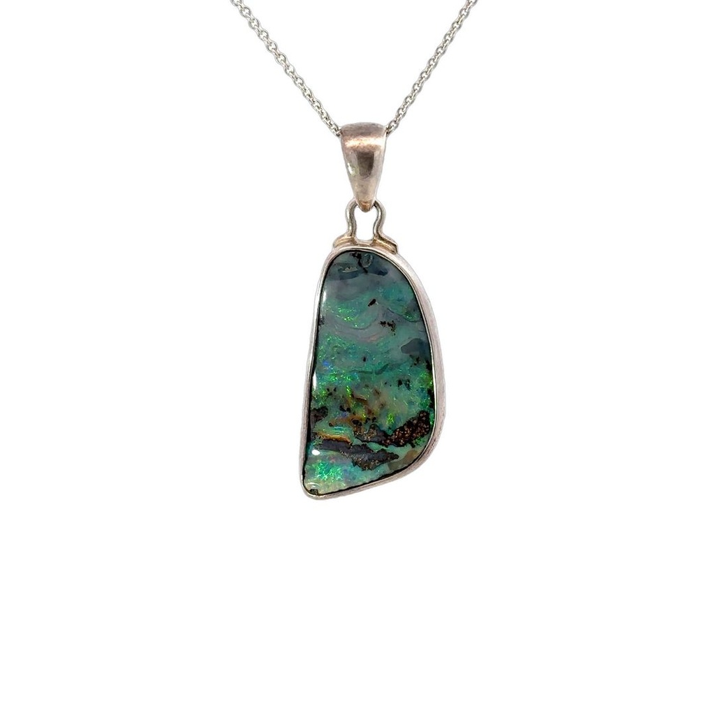Boulder Opal Pendant in Sterling Silver