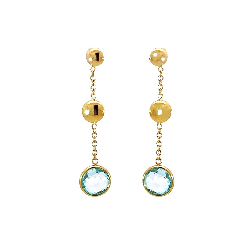 Sky Topaz Drop Earrings | Gold