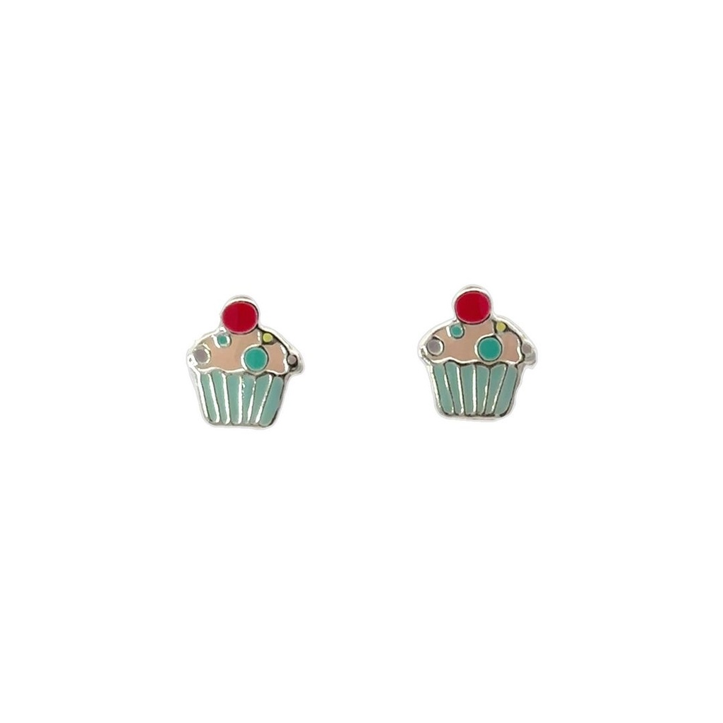Stud Earrings | Children's Sterling Silver Cupcake Studs