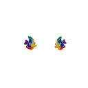 Children Sterling Silver Rainbow Enamel Fish Stud Earrings