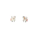 Children Sterling Silver Yellow & Pink Unicorn Stud Earrings