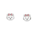 Children Sterling Silver Enamel Kitten Stud Earrings