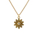 Gold Plated Brass Daisy Necklace With Small Gem