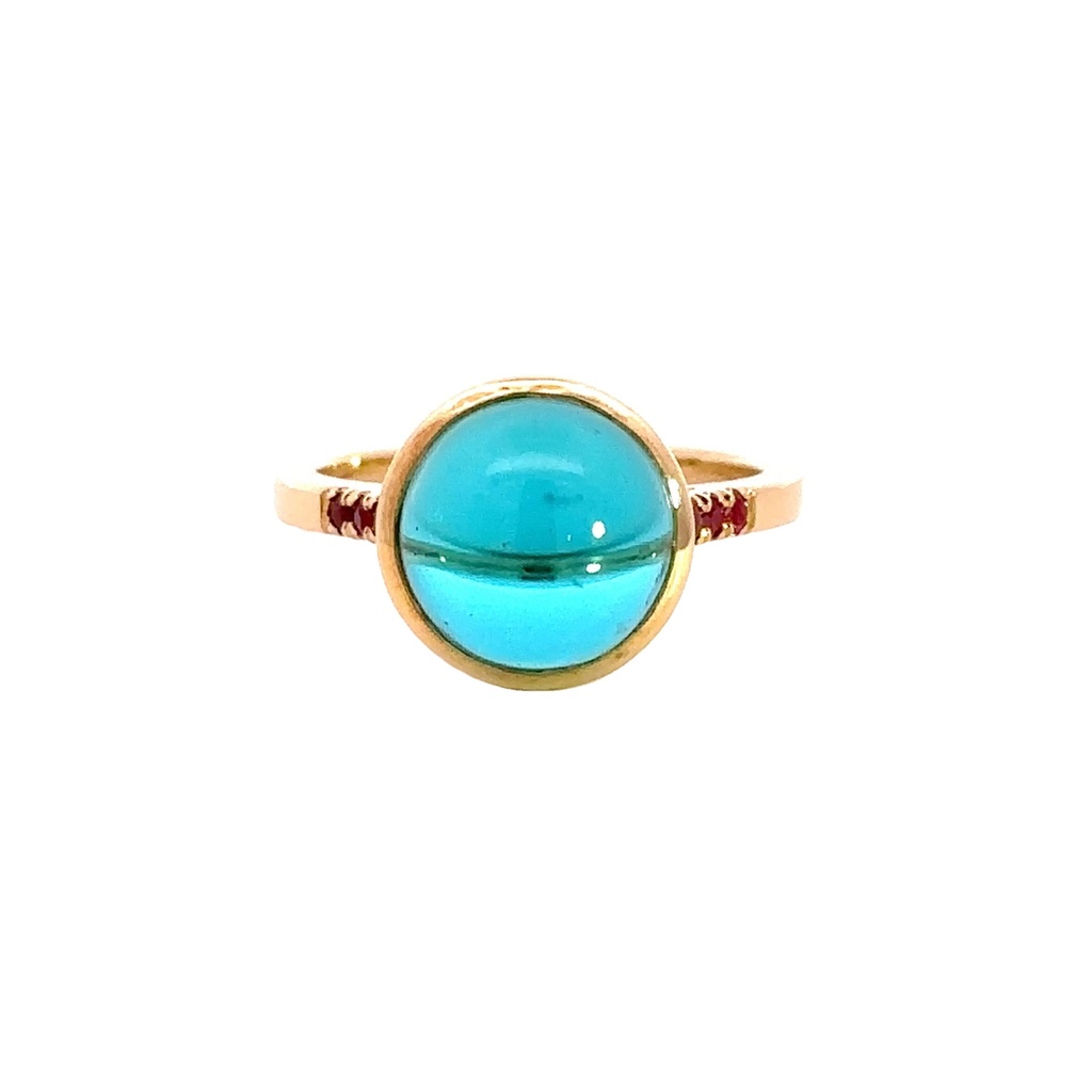 Ruby and Glass Ring in Yellow Gold