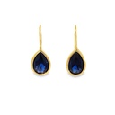 Gold Plated Earrings | Dark Blue Teardrops