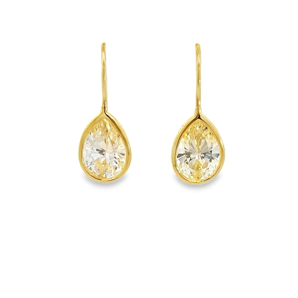 Earrings | Gold Plated Champagne Cubic Teardrop