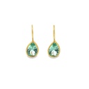 Gold Plated Aqua Green Teardrop Earrings