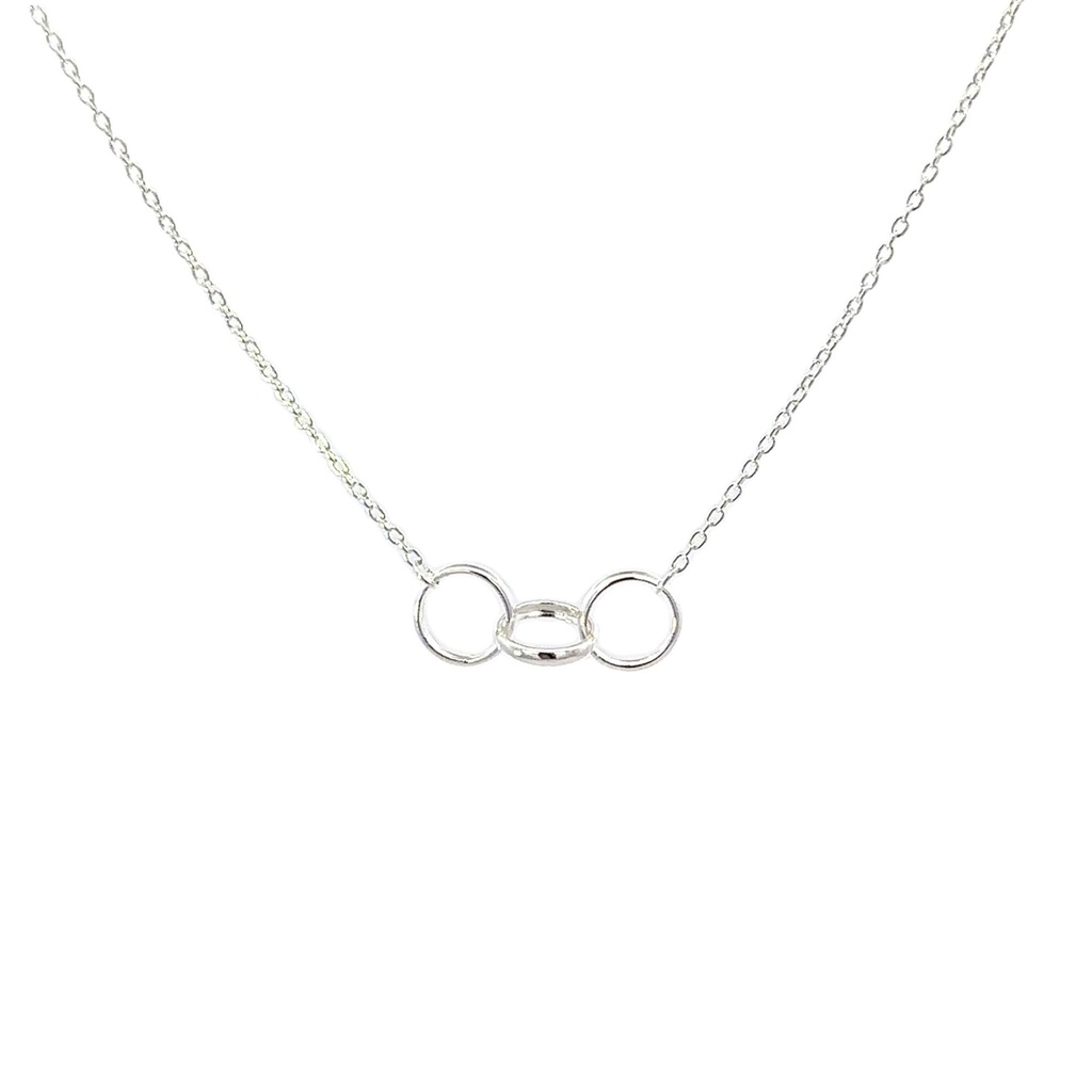 Petals Silver Necklace "Mother & Daughter & Son" With Linked Circles