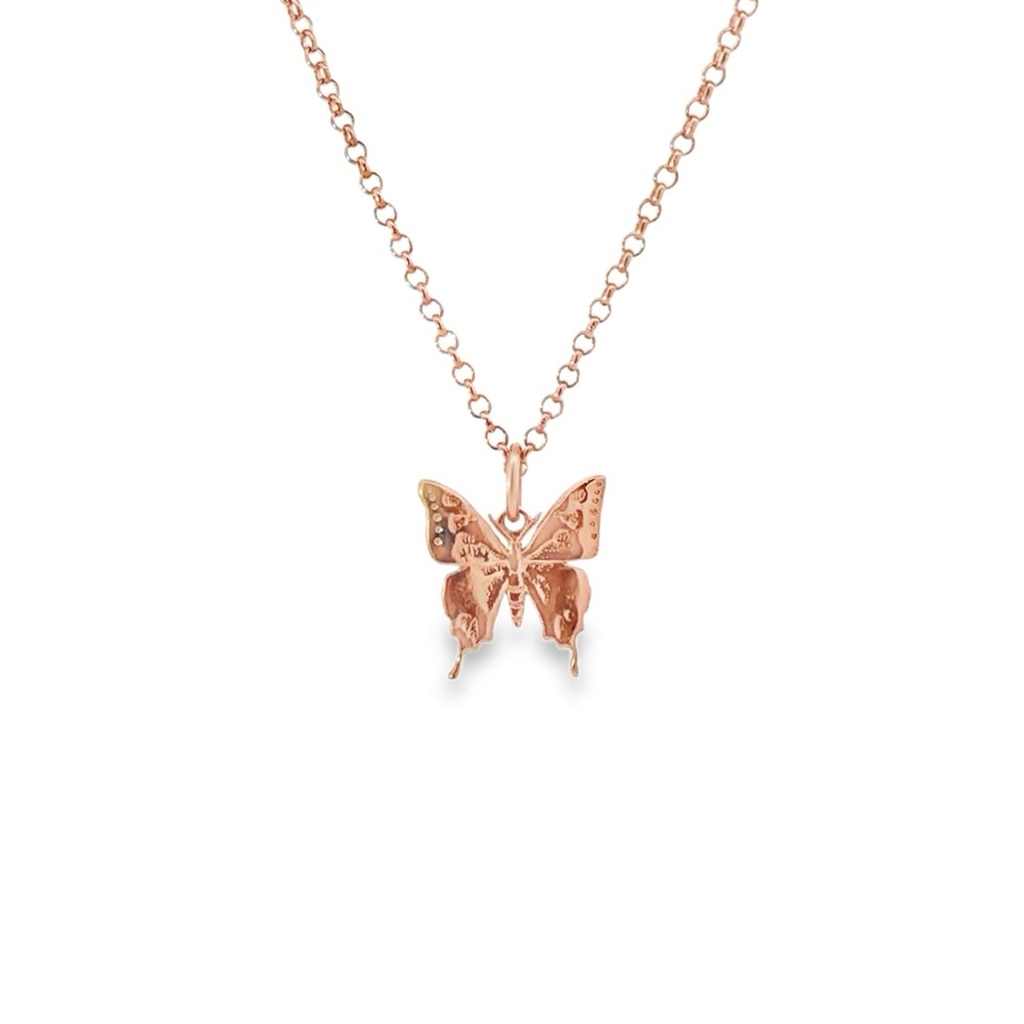 Purple Spotted Swallows Tail Butterfly Charm 9K